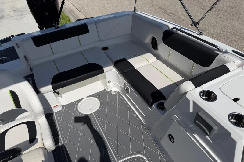 Slide: The Image of Modern 2021 Tahoe 1950 boat interior with sleek seating and stylish design. - 92