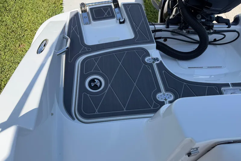Slide: The Image of Tahoe 1950 boat deck, 2021 model, featuring sleek design and modern fittings. - 96