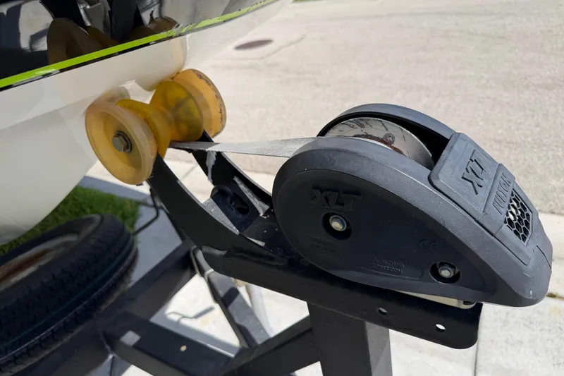 Slide: The Image of Boat trailer winch system on a 2021 Tahoe 1950, featuring XT brand components. - 27