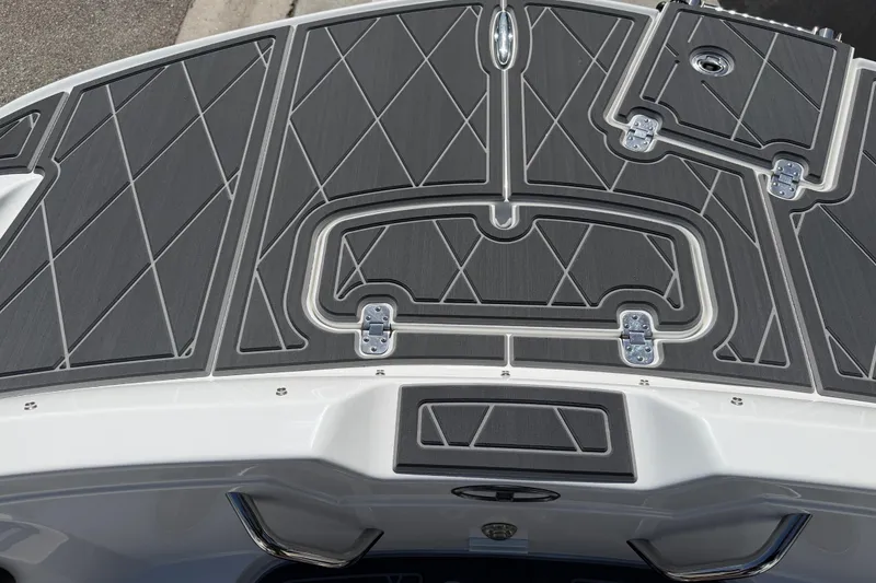 Slide: The Image of Tahoe 1950 boat deck, 2021 model, featuring sleek, modern design with textured surface. - 64