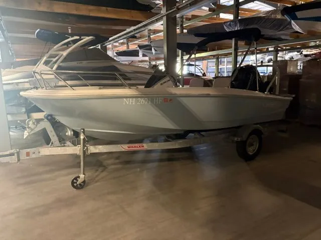 The Image of 2025 Boston Whaler 160 Super Sport boat in storage facility. - 1