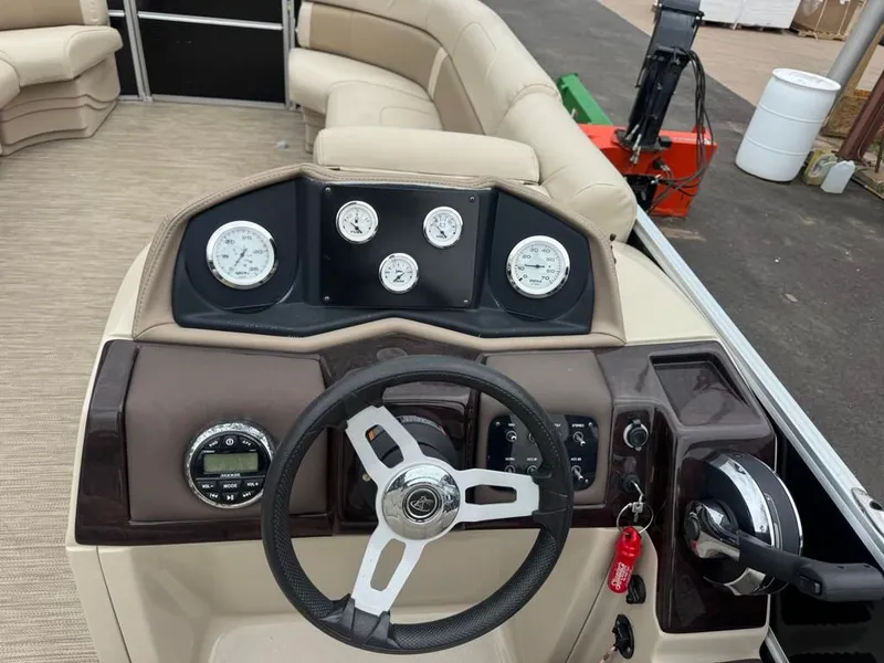 Slide: The Image of Dashboard of a 2019 Misty Harbor A2285CR Adventure pontoon boat. - 29