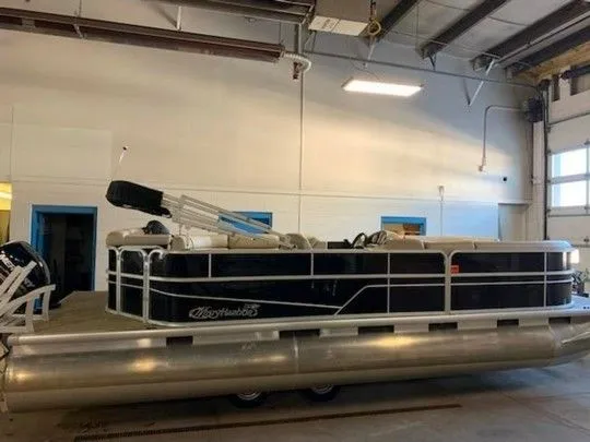 Slide: The Image of 2019 Misty Harbor A2285CR Adventure pontoon boat in warehouse. - 3