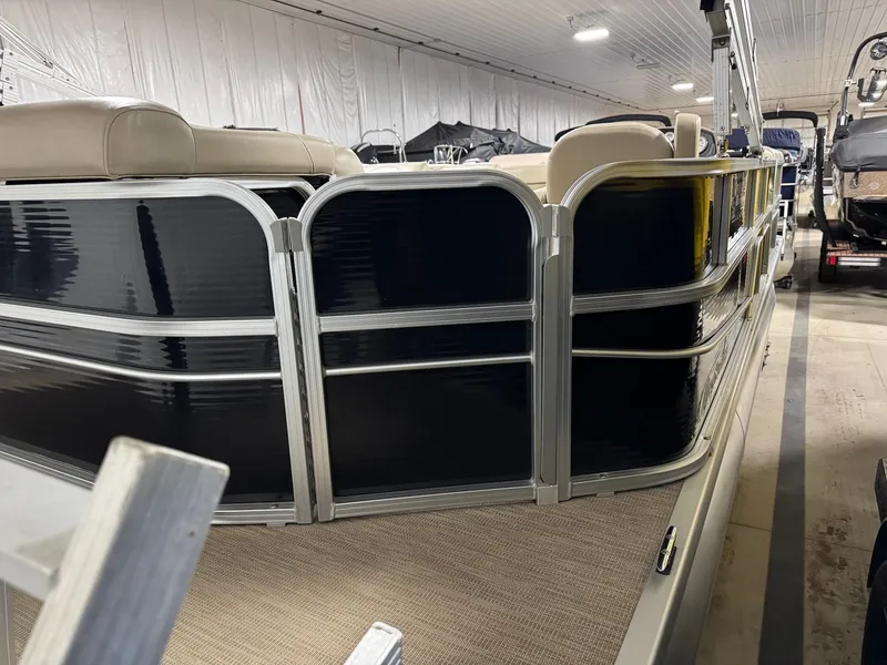 Slide: The Image of 2019 Misty Harbor A2285CR Adventure pontoon boat in storage facility. - 9
