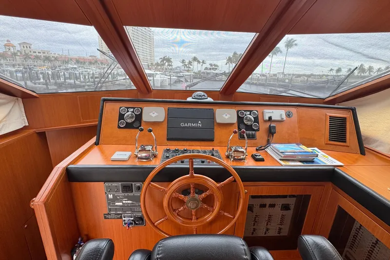 Slide: The Image of Pilothouse interior of 2007 Jefferson Pilothouse 52 SE yacht with Garmin navigation system. - 23