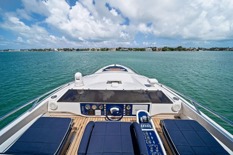 Slide: The Image of 2013 Pershing 82 yacht helm with ocean view and clear skies. - 22