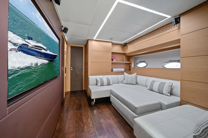 Slide: The Image of Luxurious interior of 2013 Pershing 82 yacht with modern decor and comfortable seating. - 40