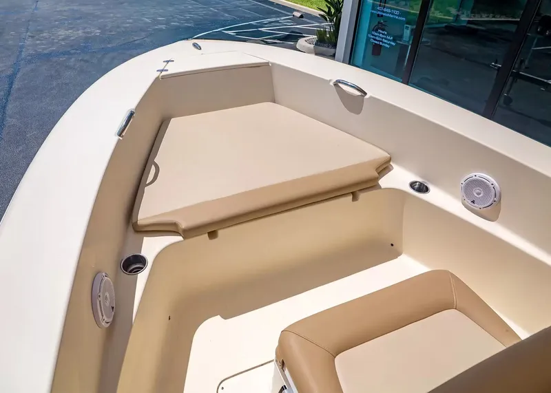 Slide: The Image of Interior view of 2022 Scout 195 Sportfish with seating area. - 16