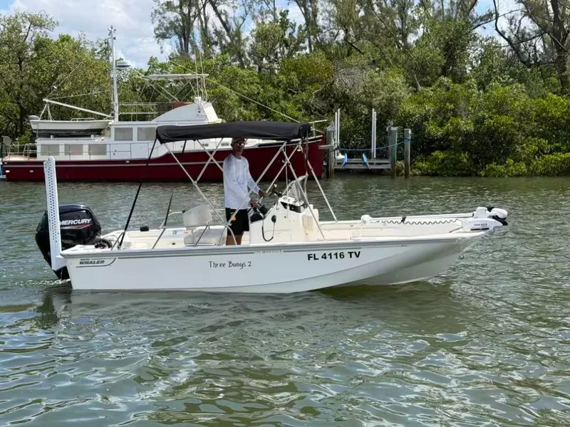 The Image of 2024 Boston Whaler 17 Montauk boat on calm water. - 1