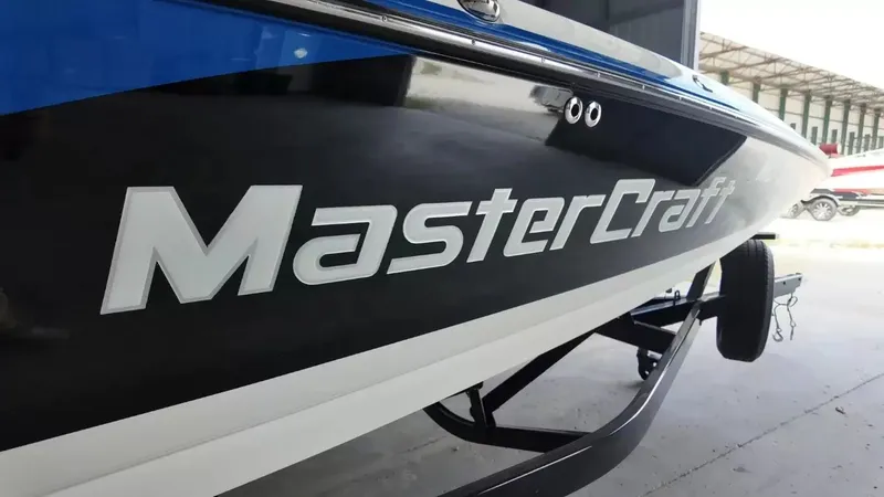 Slide: The Image of 2012 MasterCraft X-45 boat in a storage facility. - 2