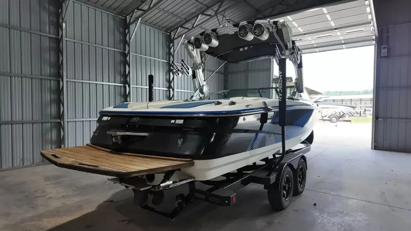 Slide: The Image of 2012 MasterCraft X-45 boat in a storage facility. - 3