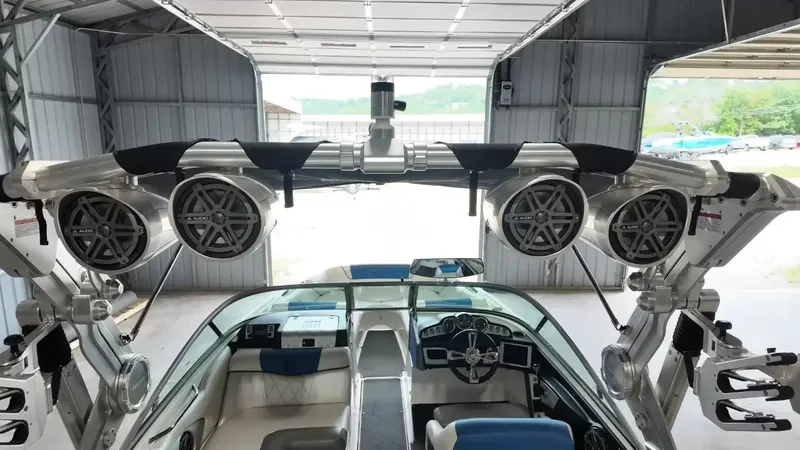 Slide: The Image of 2012 MasterCraft X-45 boat with speakers and control console. - 36