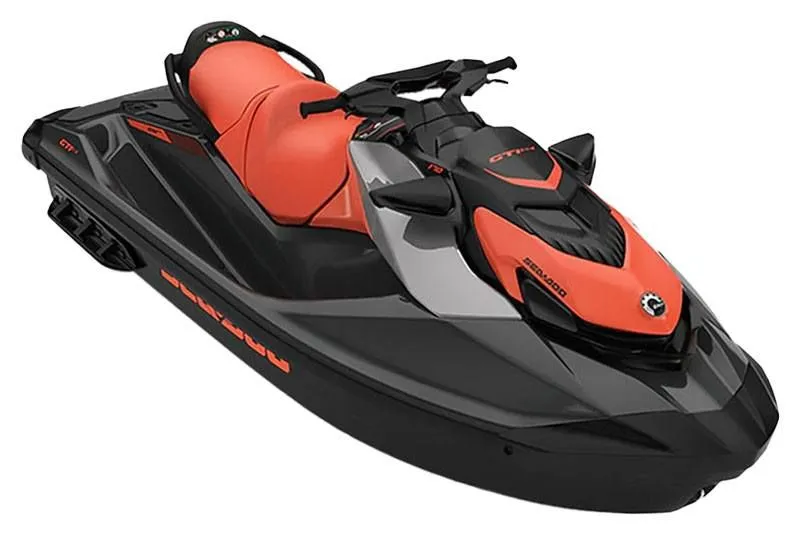 The Image of 2023 Sea-Doo GTI SE 170 jet ski in black and orange. - 1