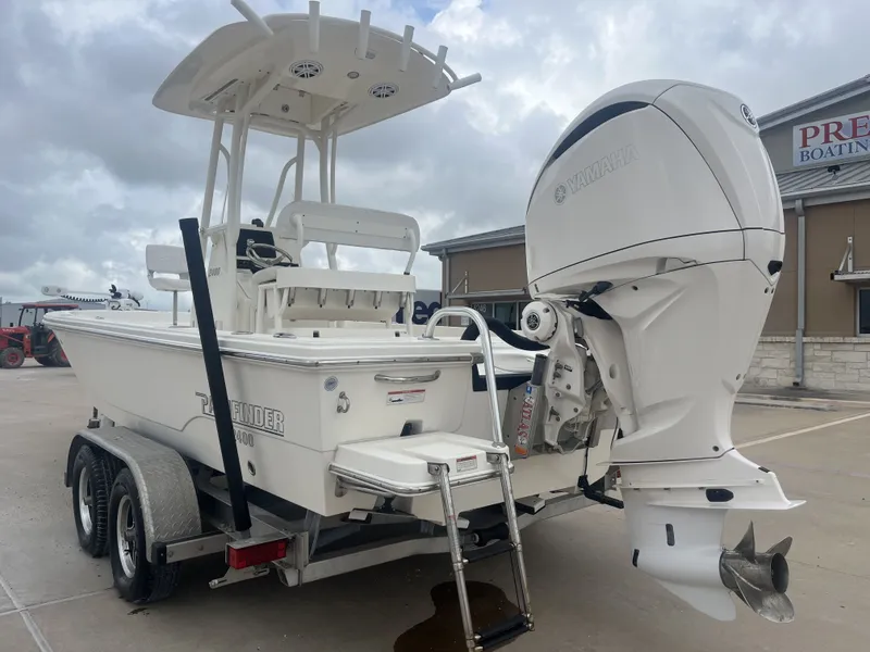 Slide: The Image of 2022 Pathfinder 2400 boat with Yamaha outboard motor. - 10