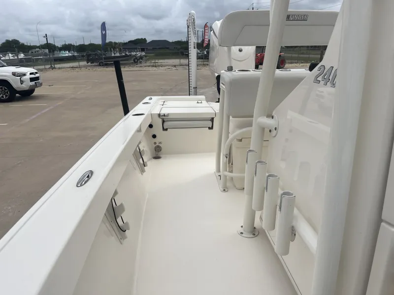 Slide: The Image of Interior view of a 2022 Pathfinder 2400 boat in a parking lot. - 20