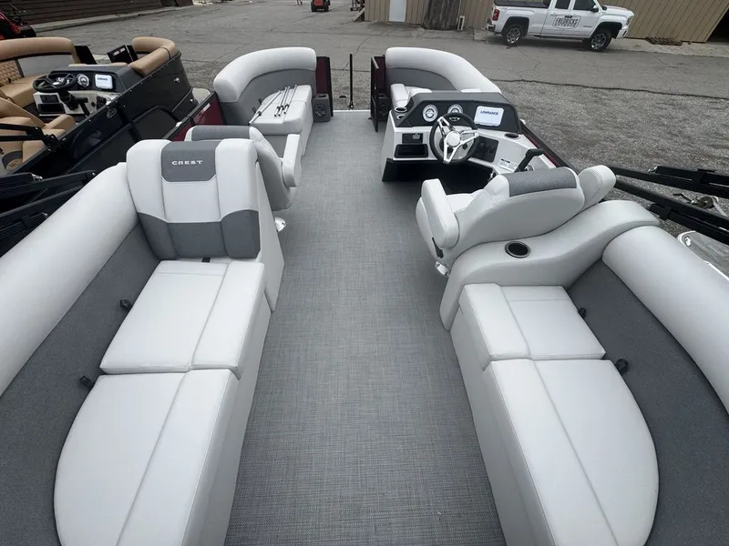 Slide: The Image of Interior of Crest SE Cruise 220 pontoon boat, model year 2026. - 10