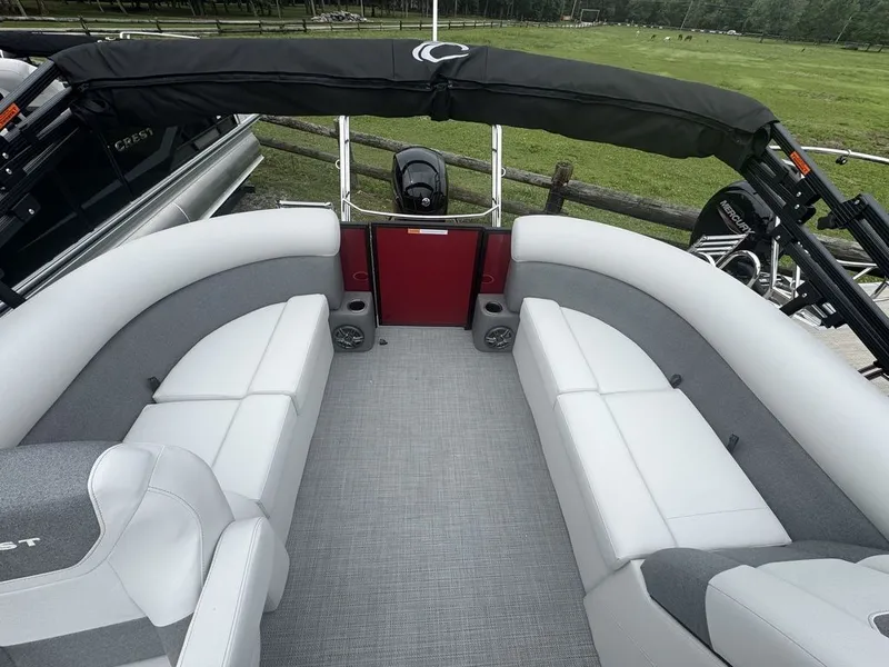 Slide: The Image of Interior of Crest SE Cruise 220 pontoon boat, model year 2026. - 4