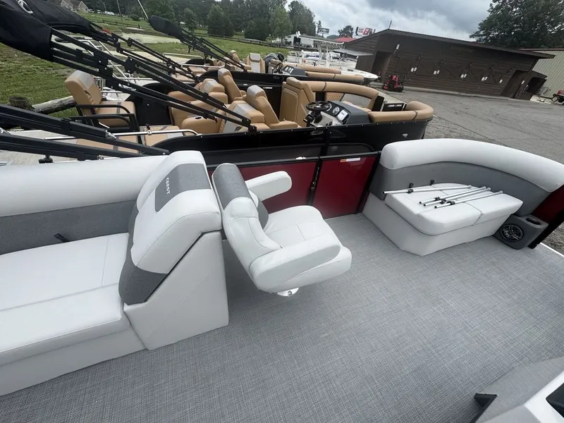Slide: The Image of Interior of Crest SE Cruise 220 pontoon boat, model year 2026. - 6