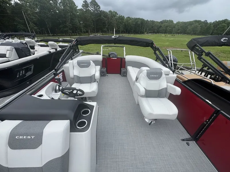 Slide: The Image of Interior of Crest SE Cruise 220 pontoon boat, model year 2026. - 8