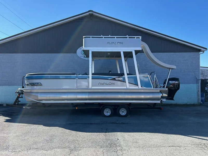 The Image of 2025 Avalon Catalina 2585 Funship Cruise with slide, on trailer. - 1