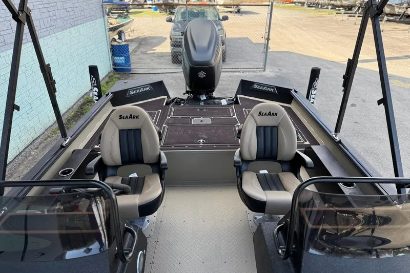 Slide: The Image of Interior view of the 2026 SeaArk Big Easy boat with two seats. - 11