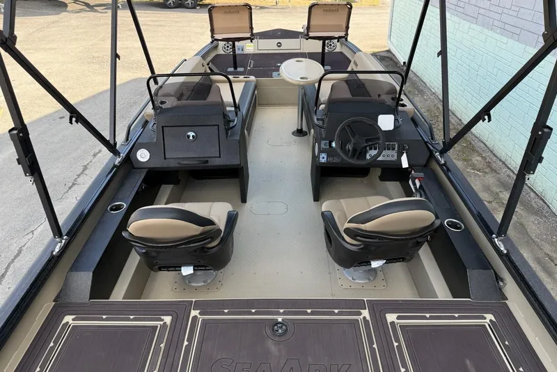 Slide: The Image of Interior view of 2026 SeaArk Big Easy boat with two seats. - 14