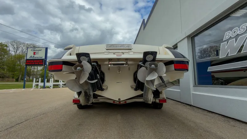 Slide: The Image of Rear view of a 2006 Chris-Craft Launch 28 boat with dual engines. - 5