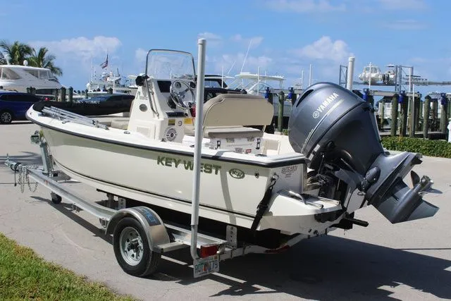 Slide: The Image of 2024 Key West 1720 Center Console boat on trailer at marina. - 8
