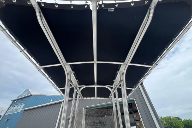 Slide: The Image of T-top canopy of 2020 Robalo R200 Center Console boat, viewed from below. - 11