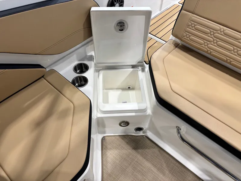Slide: The Image of Interior of 2026 Sea Ray SPX 210 boat with seating and storage. - 32