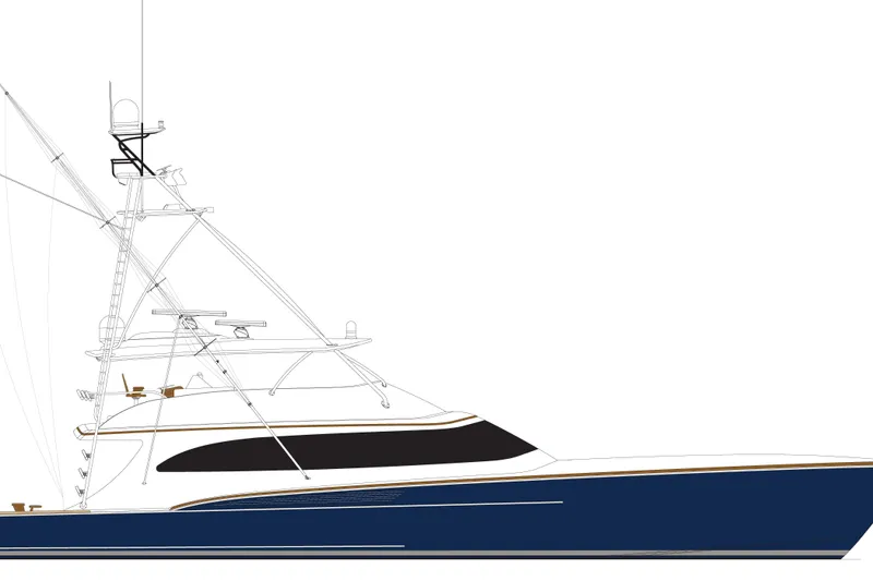 Slide: The Image of 2020 Jarrett Bay 84 yacht illustration, featuring sleek design and modern structure. - 102