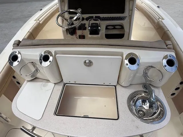 Slide: The Image of Helm console of a 2017 Scout 275 LXF boat with sink. - 9