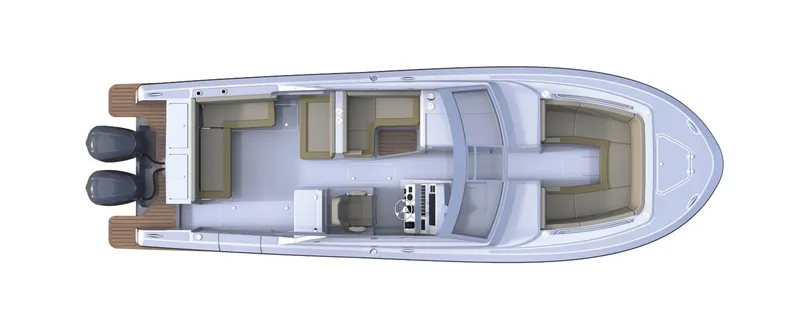 Slide: The Image of Top view of Southport 33 DC boat layout, 2021 model. - 30