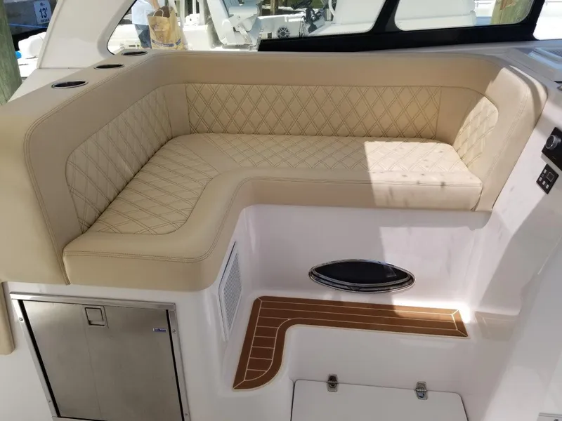 Slide: The Image of Luxurious seating on Southport 33 DC boat, 2021 model. - 6