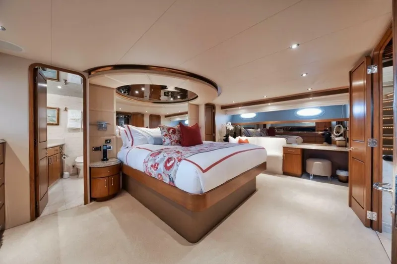 Slide: The Image of Luxurious bedroom interior of 2002 Westport 112 yacht with elegant furnishings and modern design. - 17