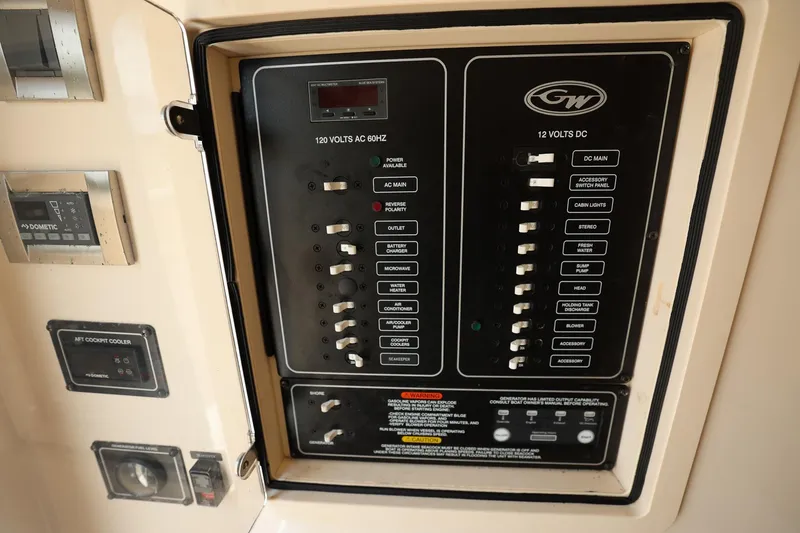 Slide: The Image of Electrical control panel on a 2020 Grady-White Canyon 336 boat. - 30