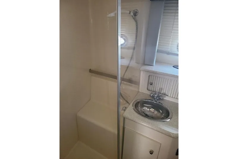 Slide: The Image of Bathroom interior of 2003 Carver 356 Aft Cabin Motor Yacht with shower and sink. - 6