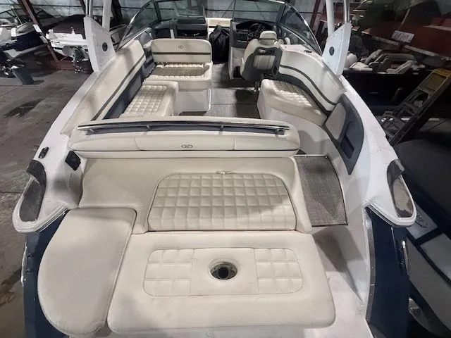 Slide: The Image of Interior of a 2017 Cobalt R7 boat with white upholstery. - 13