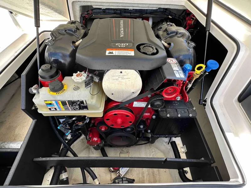 Slide: The Image of 2019 Regal 2000 ES Bowrider engine compartment with Volvo Penta V6-240 engine. - 25