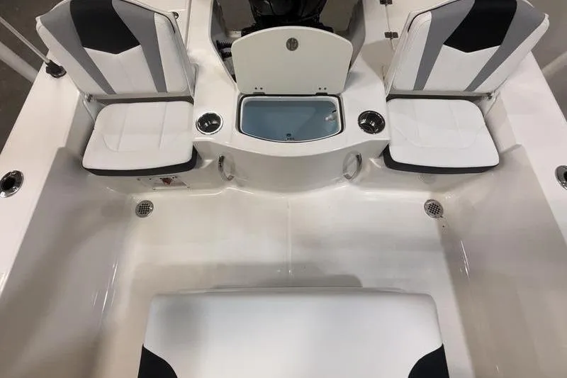 Slide: The Image of 2026 Robalo 206 Cayman boat interior seating and storage. - 7