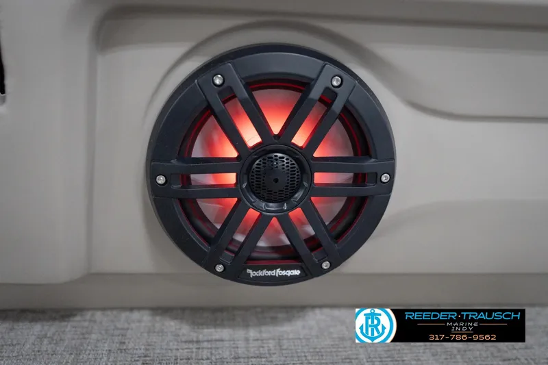 Slide: The Image of Speaker with red LED light on 2026 Bennington 22 ML boat interior. - 58
