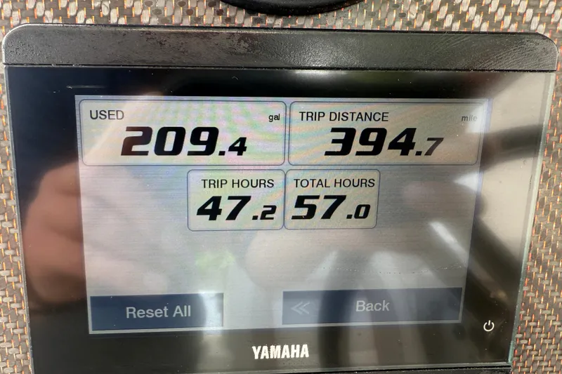 Slide: The Image of Dashboard display showing fuel usage, trip distance, and hours for Solara S-250 DC 2023. - 11