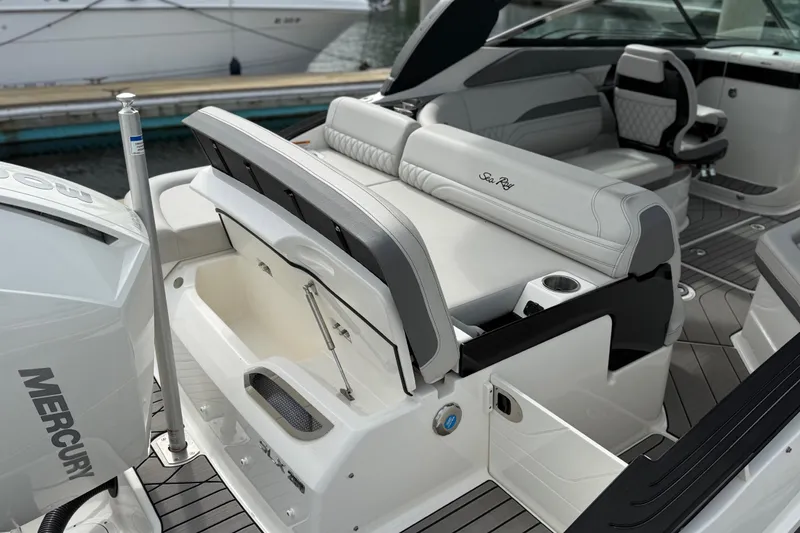 Slide: The Image of 2023 Sea Ray SLX 260 Outboard with luxurious seating area. - 24