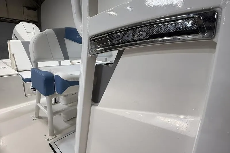 Slide: The Image of Interior view of the 2026 Robalo 246 Cayman boat. - 18