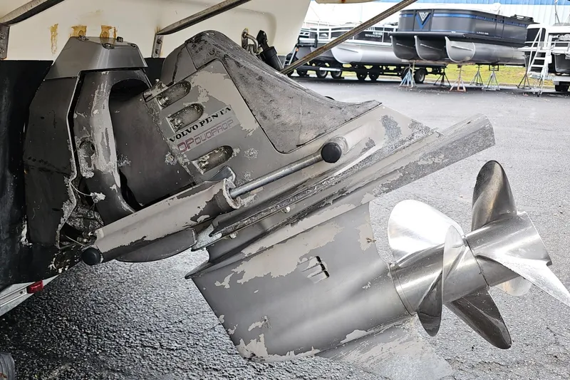 Slide: The Image of Close-up of a 2002 Wellcraft 2600 Martinique boat's Volvo Penta outdrive propeller. - 6