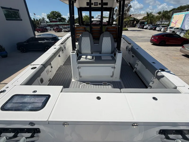 Slide: The Image of Interior view of 2024 Everglades 335 Center Console boat. - 15