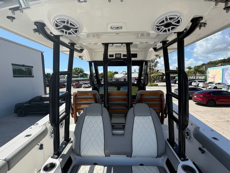 Slide: The Image of Interior view of 2024 Everglades 335 Center Console boat. - 19