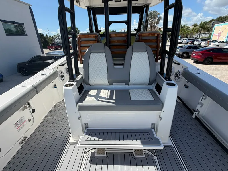 Slide: The Image of Interior view of 2024 Everglades 335 Center Console boat. - 21