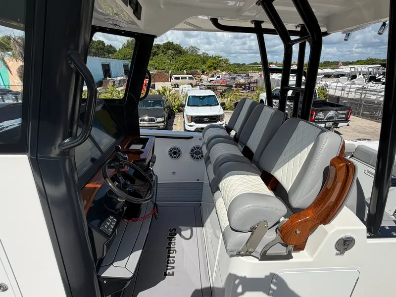 Slide: The Image of Interior view of 2024 Everglades 335 Center Console boat. - 28