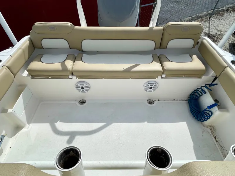 Slide: The Image of Interior of a 2017 Key West 239 FS boat with seating bench. - 23